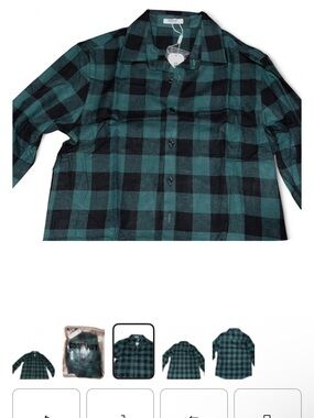 Coofandy Green Flannel Long Sleeve Shirt -Size Medium Men’s Brand New